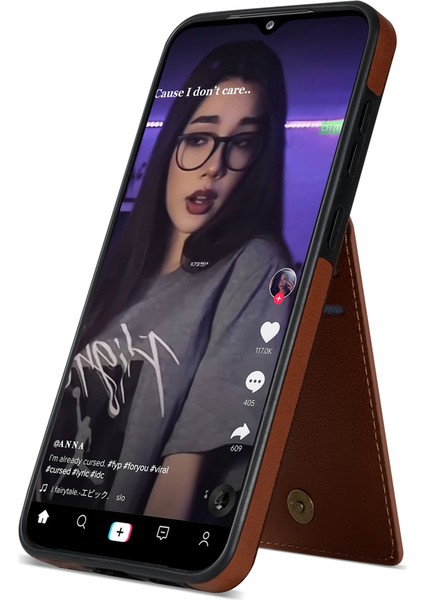 Samsung Galaxy A13 4G/A13 5g Deri+Tpu Kickstand Arka Kapak Rfıd Engelleme Kartı Tutucusu Telefon Vaka-Kahverengi (Yurt Dışından) fiyatları