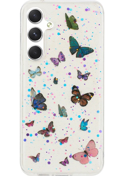 Samsung Galaxy S24 Fe Kılıf Anti Drop Tpu Telefon Arka Kapak Epoksi Glitter -Mavi (Yurt Dışından)