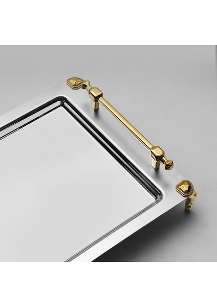 Verona Ayaklı 2'li Altın Saten Çelik Tepsi Seti fırsatları