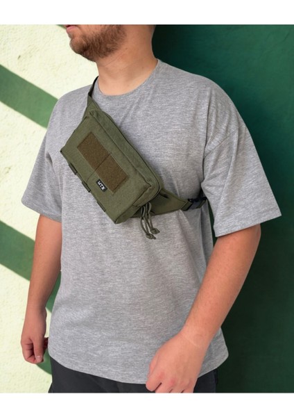 Haki Çok Bölmeli Unisex Outdoor Bel ve Omuz Çantası