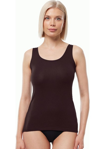 Kadın Kahve Ince Kenarlı Iz Yapmayan Modal Atlet 193