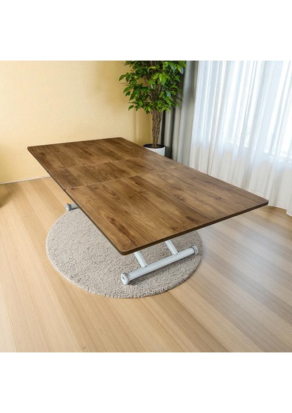 Ortadan Açılır Akıllı Masa Mdf Tabla Beyaz Ayaklı