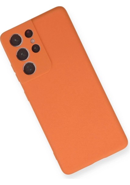 Samsung Galaxy S21 Ultra Kılıf Nano Içi Kadife Silikon - Turuncu modelleri