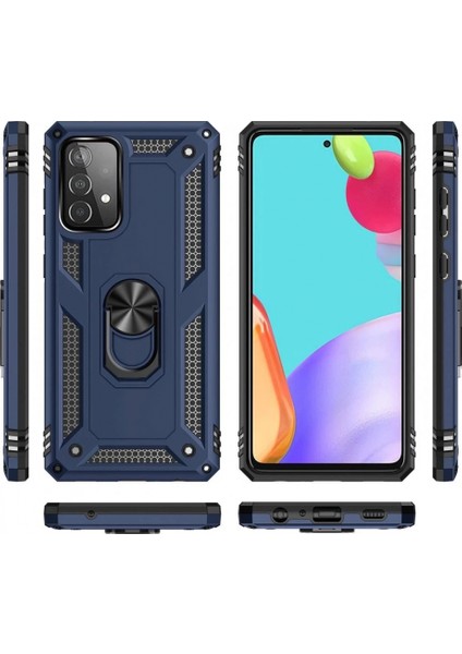 Samsung Galaxy A52 Kılıf Sofya Yüzüklü Silikon Kapak - Lacivert modelleri
