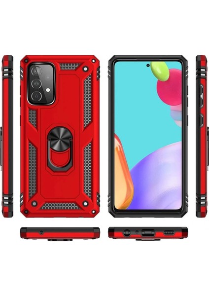 Samsung Galaxy A52 Kılıf Sofya Yüzüklü Silikon Kapak - Kırmızı modelleri