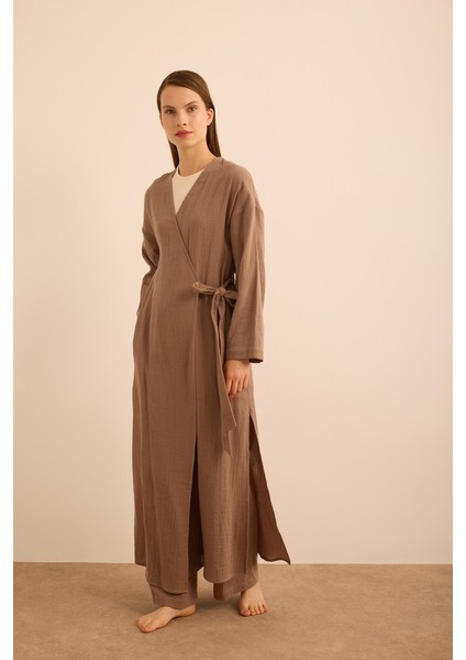 4325111 Viscon Cotton , Yandan Bağlamalı Sabahlık modelleri