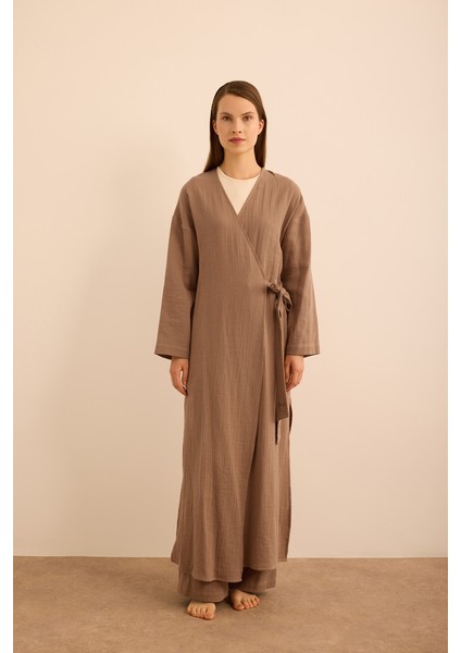 4325111 Viscon Cotton , Yandan Bağlamalı Sabahlık indirimleri