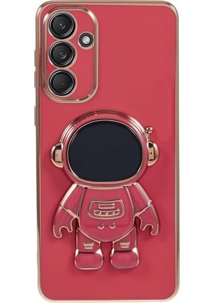 Samsung Galaxy A35 5g Kılıf Galvanik Yumuşak Tpu Telefon Kapağı Astronot Gizli Kickstand-Kırmızı (Yurt Dışından)