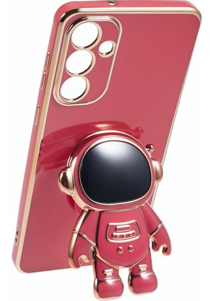 Samsung Galaxy A35 5g Kılıf Galvanik Yumuşak Tpu Telefon Kapağı Astronot Gizli Kickstand-Kırmızı (Yurt Dışından) modelleri