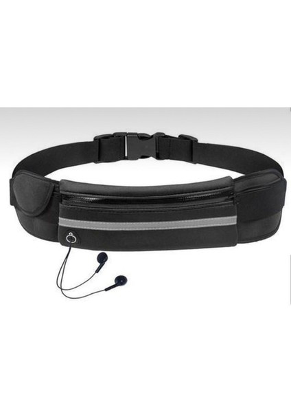 Siyah Spor Bel Çantası, Koşu ve Fitness Için Hafif ve Küçük Tasarım