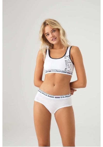 Lisanslı %95 Pamuklu Kadın Büstiyer Slip Kutulu Takım Set / Beyaz