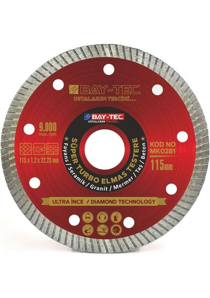 Süper Turbo Elmas Testere 180 mm MK0282