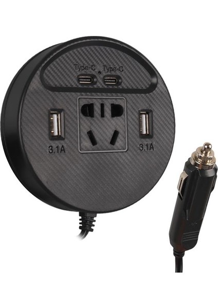 Olesson 1667 Dc 12-24V 150W Oto Araç Power Inverter Çift Type-C - Çift USB - 220V Üniversal Priz Girişli