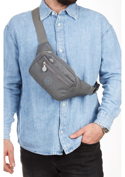 Gri Unisex Krinkıl Kumaş Bel ve Omuz Çantası, Şık ve Kullanışlı Tasarım fiyatları