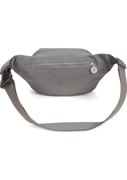 Gri Unisex Krinkıl Kumaş Bel ve Omuz Çantası, Şık ve Kullanışlı Tasarım