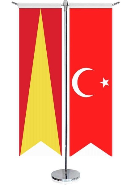 Babür Imp. Bayrağı 17 Eski Türk Devletleri ve Türkiye Kırlangıç Saten T Direk Masa Bayrağı 2'li