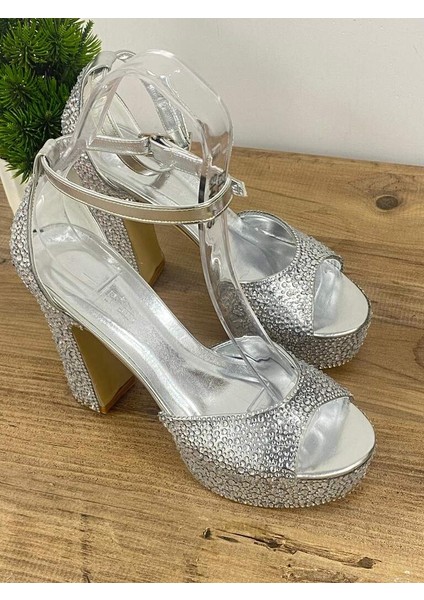 0000052 12 cm Inci Taş Detaylı Yüksek Topuklu Gelin & Abiye Ayakkabısı fırsatları