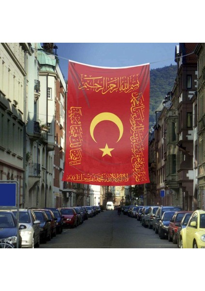 Osmanlı Sancak - Fetih Sancağı - Bayrak - Kelime I Tevhid - Besmele - Fetih ve Saff SURESI-400X600CM