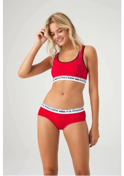 Lisanslı %95 Pamuklu Kadın Büstiyer Slip Kutulu Takım Set / Kırmızı