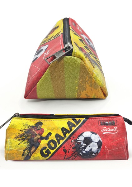 Kalem Kutusu Sarı Kırmızı Futbol Üçgen Kalemkutu Jumbo Vegan Deri Kalemlik fiyatları