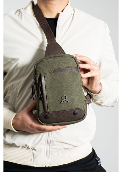 Haki Kanvas Erkek Sırt, Çapraz ve Göğüs Çantası