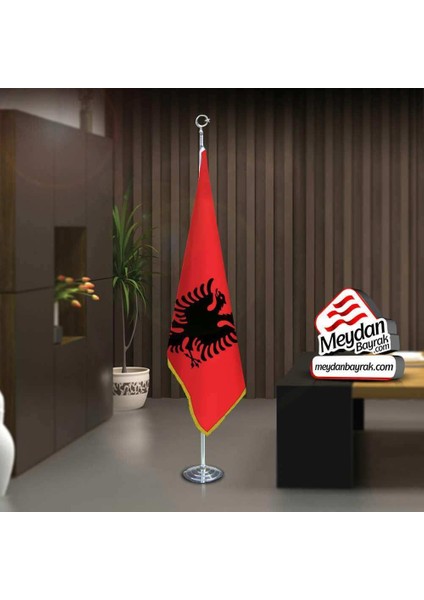Arnavutluk Cumhuriyeti Bayrak -Ofis -Makam-Toplantı Odaları -Direkli -Saçaklı Makam Bayrağı