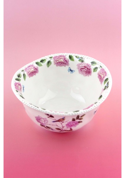 Inci Serisi Pembe Gül ve Kuş Porselen Salata Kasesi fiyatları
