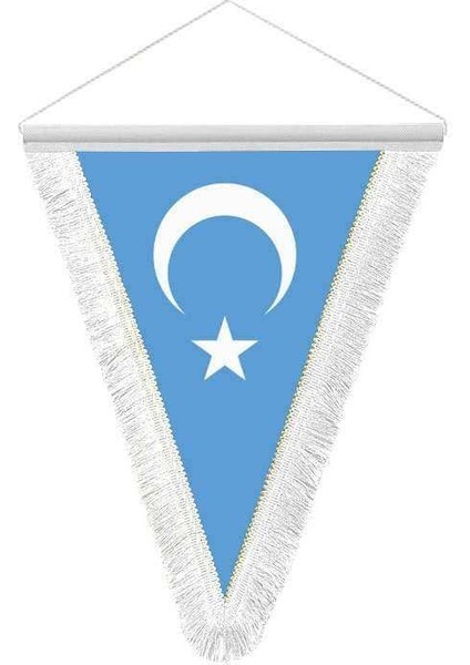 Doğu Türkistan Gök Bayrak Üçgen Flama Bayrak