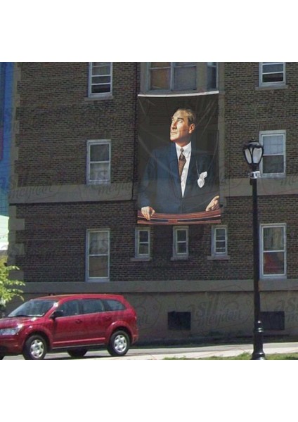 Şık Takım Elbiseli Sivil Gazi Mustafa Kemal Atatürk -Poster Cephe Bayrak - 300X450CM