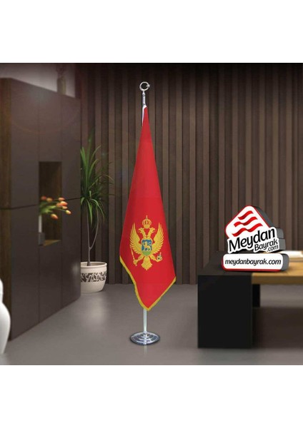 Crnagora Karadağ Bayrağı -Ofis -Makam-Toplantı Odaları -Direkli -Saçaklı Makam Bayrağı