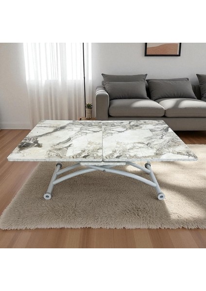 Ortadan Açılır Akıllı Masa Mdf Tabla Beyaz Ayaklı modelleri