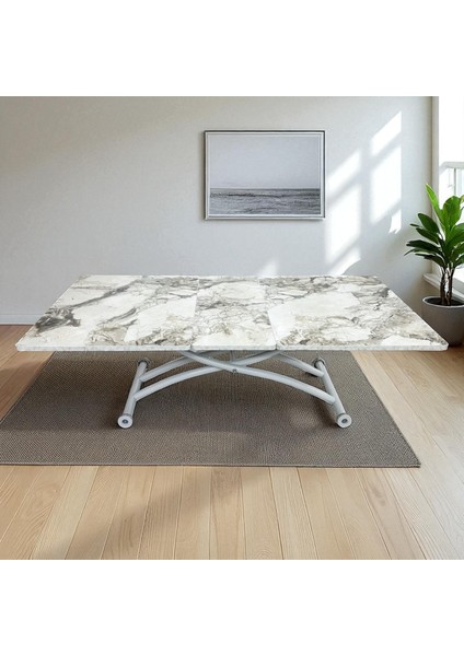 Ortadan Açılır Akıllı Masa Mdf Tabla Beyaz Ayaklı indirimleri