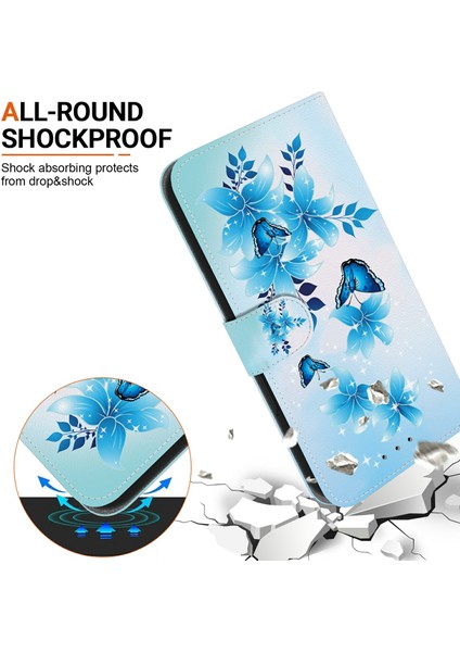 Samsung Galaxy A06 Kılıf Desen Baskı Anti-Drop Deri Flip Cüzdan Telefon Kılıfı Kordon-Mavi Için (Yurt Dışından) fırsatları