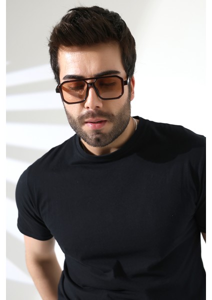 Unisex Kahverengi Retro UV400 Güneş Gözlüğü 23001-1 C3