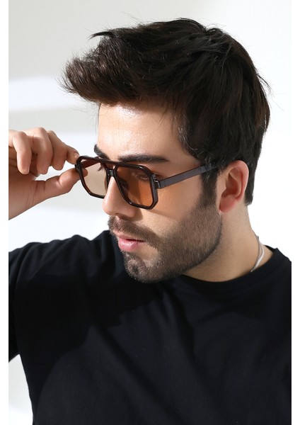 Unisex Kahverengi Retro UV400 Güneş Gözlüğü 23001-1 C3 modelleri