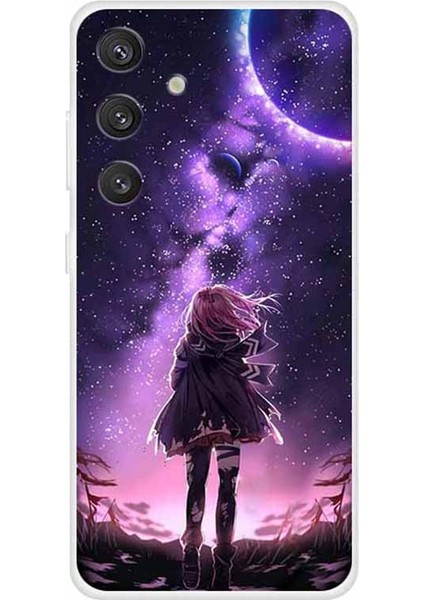 Samsung Galaxy S24 Estetik Telefon Kılıfı Ince Esnek Tpu Kapak-Yıldızlar ve Kız (Yurt Dışından)