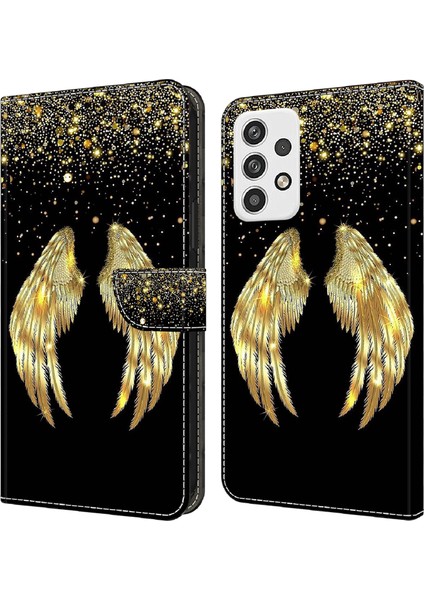 Samsung Galaxy A23 5g (Global Versiyon) Deri Flip Case Baskılı 3D Desen Standı Cüzdan Telefon Kapak Alt Kanat (Yurt Dışından)