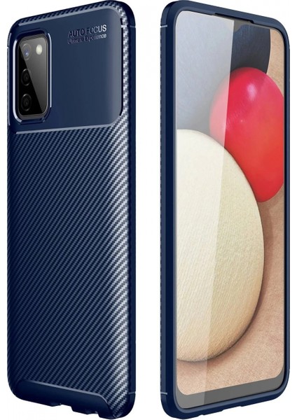 Samsung Galaxy A02S Kılıf Auto Focus Karbon Kapak - Lacivert