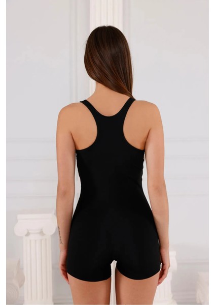 Garnili Siyah Askılı Leopar Desenli Tulum Mayo 1074 fiyatları