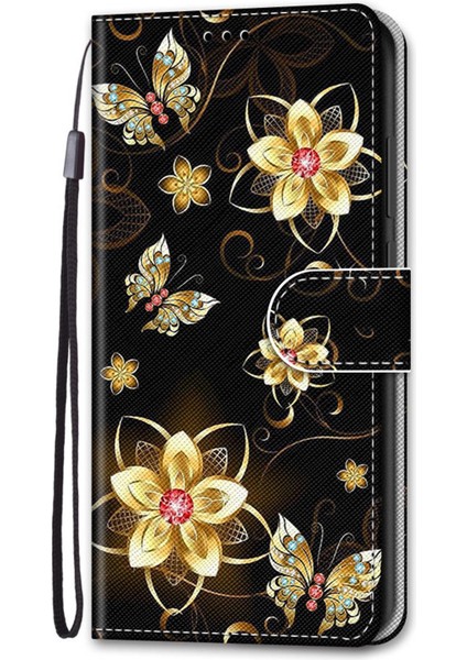 Pu Deri + Tpu Telefon Kapak Desen Baskı Iyi Korumalı Standı Cüzdan Kılıf Samsung Galaxy A53 5G-A15 Altın Için Askı ile (Yurt Dışından) fiyatları