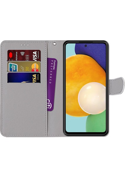 Pu Deri + Tpu Telefon Kapak Desen Baskı Iyi Korumalı Standı Cüzdan Kılıf Samsung Galaxy A53 5G-A15 Altın Için Askı ile (Yurt Dışından) indirimleri