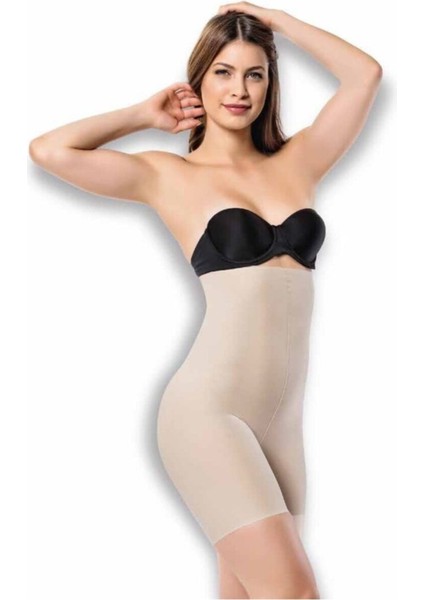 2002 Kadın Lazer Kesim Yüksek Bel Paçalı Izsiz Korse Siyah