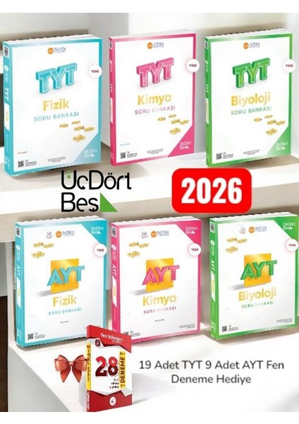 345-2026 Tyt Ayt Fizik Kimya Biyololoji Soru Bankası Fen Bilimleri Sayısal Set-Tyt Ayt 28 Deneme