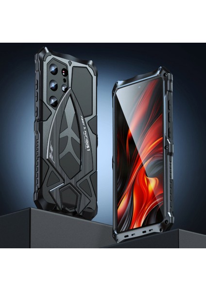 Luphıe Samsung Galaxy S24 Ultra Kılıf Spor Araba Tasarımı Darbeye Dayanıklı Metal + Tpu Telefon Kapağı Ekran Koruyucu Ile-Siyah (Yurt Dışından)