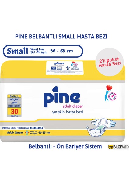 Belbantlı Ön Bariyerli Hasta Bezi Small 30x2 + Temizleme Havlusu 50x3 Set fiyatları