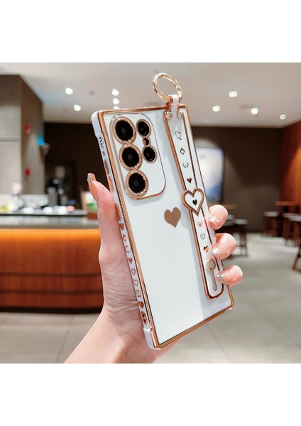 Samsung Galaxy S25 Ultra Kılıf Bileklik Kickstand Aşk Kalp Tpu Telefon Kapak Parmak Tutucu-Fildişi Beyaz (Yurt Dışından) modelleri