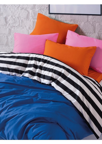 Popping Colors Çift Kişilik Lastikli Çarşaflı Nevresim Takımı Dusk Mavi 180X200