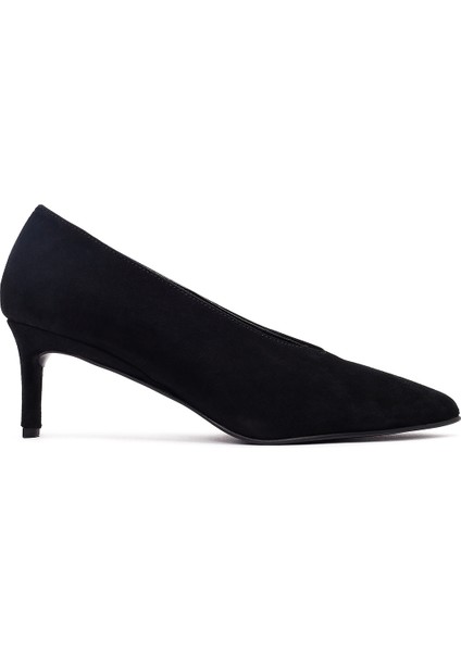 Kadın Siyah Kısa Ince Topuklu Süet Deri Stiletto 25AFD184910