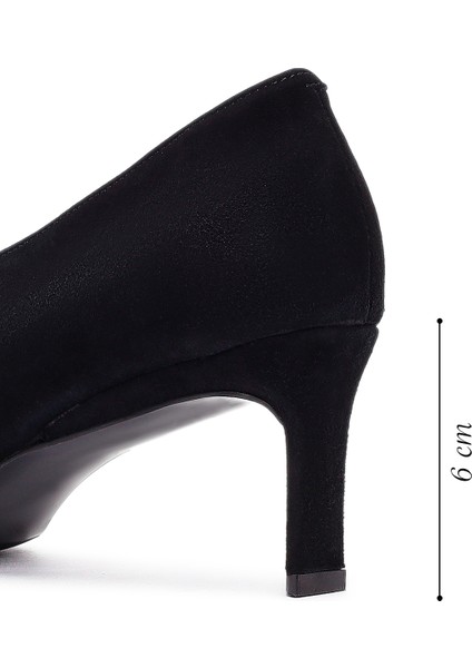 Kadın Siyah Kısa Ince Topuklu Süet Deri Stiletto 25AFD184910 fiyatları