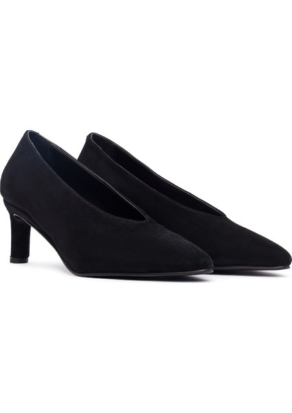 Kadın Siyah Kısa Ince Topuklu Süet Deri Stiletto 25AFD184910 modelleri